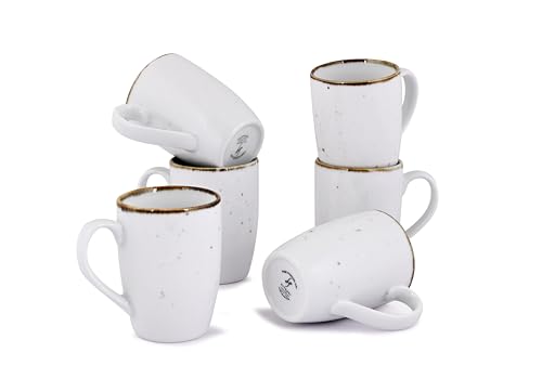Image of Hitkari Potteries Porcelain White Sparkle Coffee Mugs Set 6 | for Morning & Evening Tea /Coffee | Home & Kitchen | Coffee Cup (SL-35)
