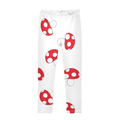 Red Mushroom Girls Leggings,Workout Leggings for Girls Toddler Athletic Legging Size for 3-10T