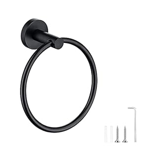 Rvs Handdoekring, Zwart Matte Badkamer Keukenhanddoekhouder, Badkamer Accessoires Hangende HanddoekHanger Ronde Handdoekenrek 6.49in/16.5cm