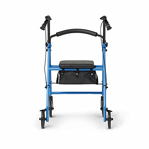 Medline Standard Steel Folding Rollator Adult Walker With 8" Wheels, Supports Up To 350 Lbs, Light Blue #TOP2