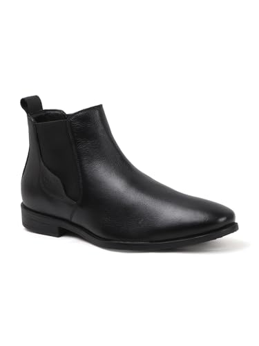 Image of Carlton London Men's Classic Slip-On Ankle Chelsea Leather's Boot with Elastic Gussets