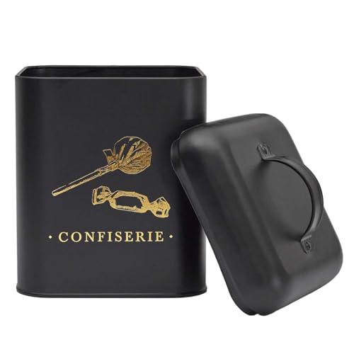 COOK CONCEPT - BT6813 Boîte en Métal pour Confiseries - Design Chic et Pratique - Conçu pour Rangement et Conservation - Taille Grande - Couleur Noir et Doré