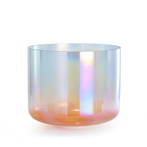 7 inch F note Pink Indigo Clear Crystal Singing Bowl Third-Eye with Mallet & O-ring
