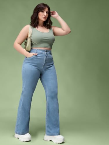 Image of Miss Chase A+ Women's Wide Leg High Rise Regular Length Stretchable Denim Jeans
