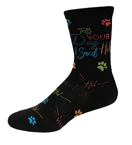 K. Bell Women's Hi Dog Crew Socks 1 Pair, Black, Women's 9-11 Shoe