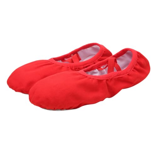 TOPPERFUN Zapatillas de Ballet Profesionales de Blanda para Mujer y Niña Diseño Elástico sin Cordones Transpirables y Antideslizantes para Ballet Yoga Moderna y Folclórica Roja