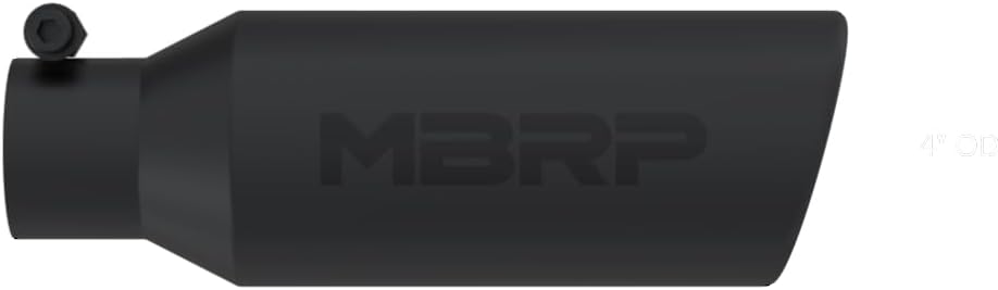 MBRP T5150BLK Black Angled Rolled End Tip (4" O.D., 2.5" Inlet, 12" Length)