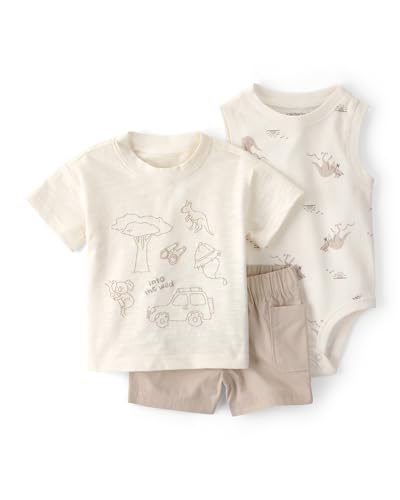 Carter's Boy 3-Piece Short Set, Ivory/Brown, 9M