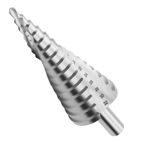 Broca Escalonada Para Metal [Ø 4-32 MM,15 Pasos] HSS Profesional Broca Conica Metal con Vástago de 10 mm para Acero, Aluminio, Plástico, Cristal Acrílico, Aleaciones, Inoxidable