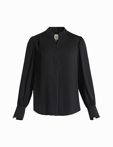 Anne Klein Women's Long Sleeve V-Neck Pleated Top
