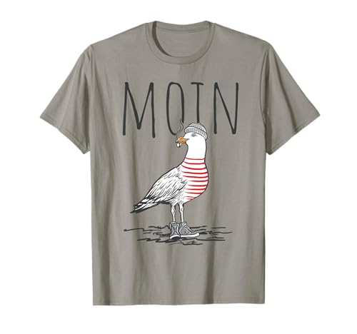 Moin Digga Spruch I Möwe Vogel See Meer Segeln T-Shirt