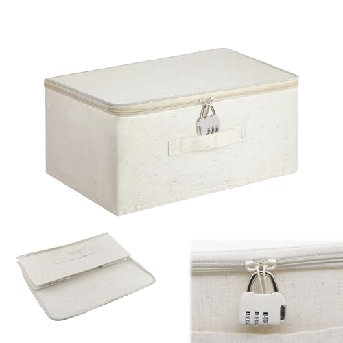 TOKSEO Boîte verrouillable avec serrure à combinaison, boîte de rangement avec poignée, boîte verrouillable pour ranger vêtements, jouets et médicaments...