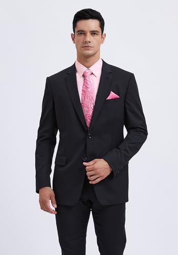 Image of HISDERN Mens Dress Shirt with Tie Pocket Square Set Classic Button Down Shirt Matching Tie Long Sleeve Shirts