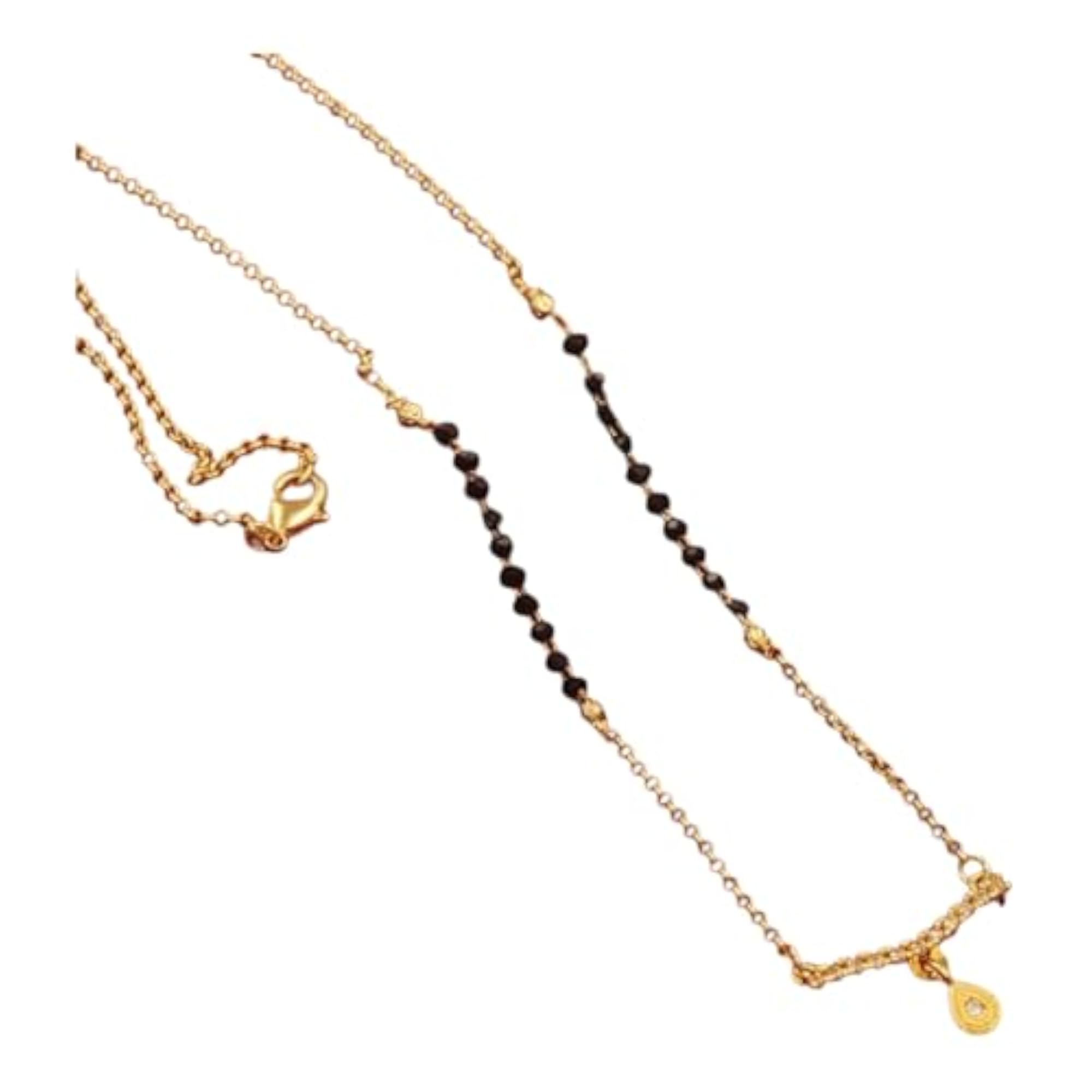 Women's Elegant Gold Plated CZ Pendant Mangalsutra, 18-Inch