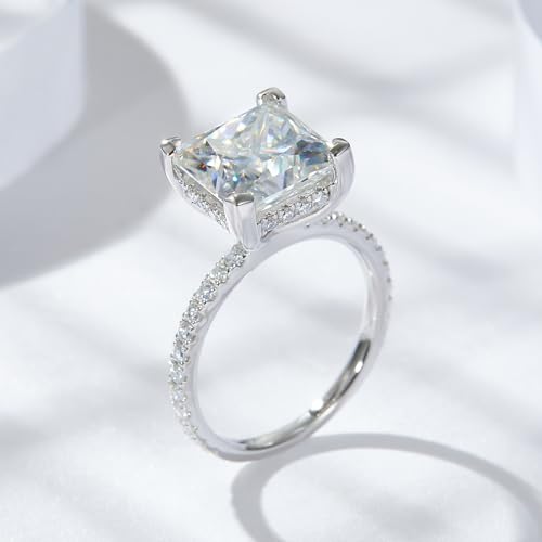Blocaci 3CT Moissanite Princess Cut Engagement Rings for Women White Gold Platinum Plated Silver 10K 14K 18K Gold Wedding Promise Rings4