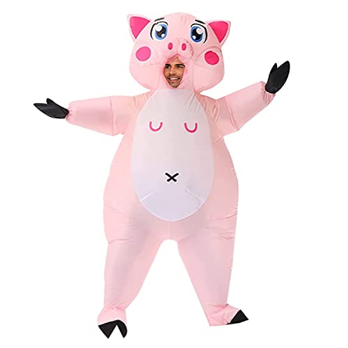 Indimization Inflatable Pink Pig Costume for Adult Blow up Suit Funny Halloween Party Fancy Dress Outfit (Pink Pig)