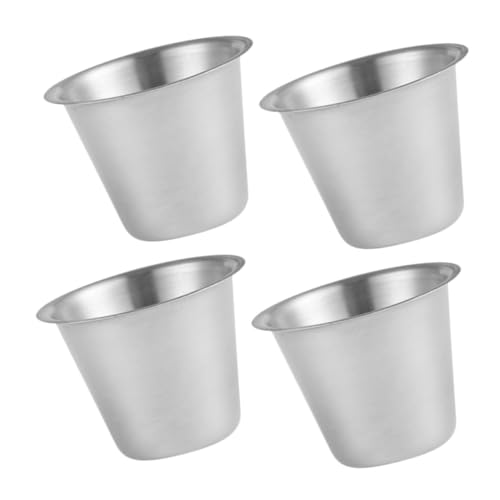 Unomor 4pcs Stainless Steel Sauce Cup Soy Sauce Bowls Soy Sauce Cup Dipping Bowls Small Sauce Cups Kitchen Condiment Cup Soy Sauce Tray Butter Cup Sauce Holder 304 Stainless Steel Silver