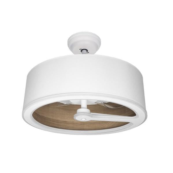 Brightium Ventilador DC Tatiana, 110W, elegante en blanco y madera oscura. Con 3 aspas, luz regulable (3000-4000-6000K), 9350 lm y control remoto. Incluye memoria y temporizador para mayor comodidad.