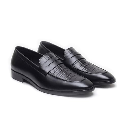 Image of HAYES LONDON Penny Loafers for Men | Genuine Leather Slip-on Shoes | Formal & Casual Comfort Footwear