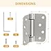 Luxbaro 3 Pack Self Closing Door Hinges, 4 Inch Spring Loaded Door Hinges, Adjustable Tension for Garage, Front Door, Back Door, for Left and Right Hand Door, 5/8'' Radius Corners, UL Listed
