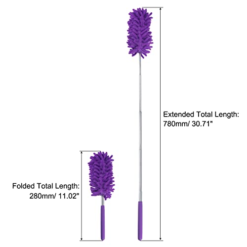 Image of MECCANIXITY Microfiber Duster for Cleaning, 11 to 31 Inch Washable Extendable Brush for Window, Furniture, Ceiling Fan, Purple