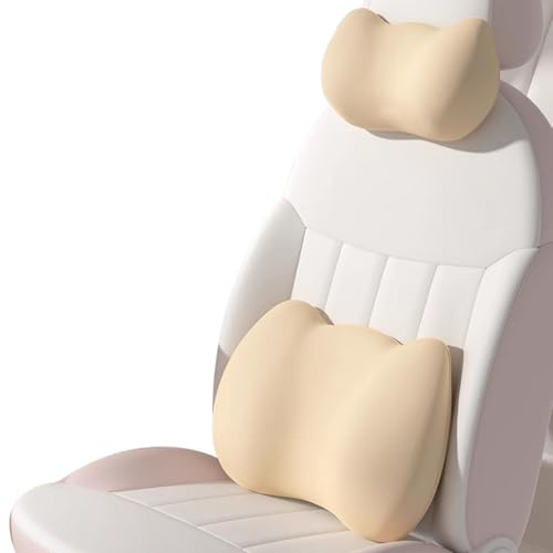 腰クッションランパーサポート背もたれカークッションウェストクッション低反発枕通気性人間工学腰ーサポート 車用品 オフィスチェア用品,ベージュ
