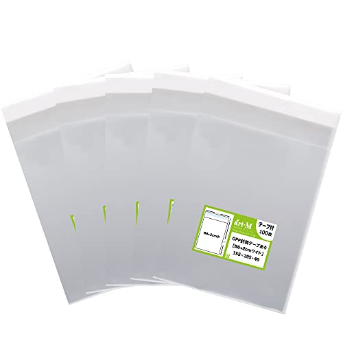 アート・エム【国産】テープ付 透明OPP袋(透明封筒)30ミクロン厚(標準) (500枚, B6【2cm幅広】#30(標準)(155×195+フタ40mm))