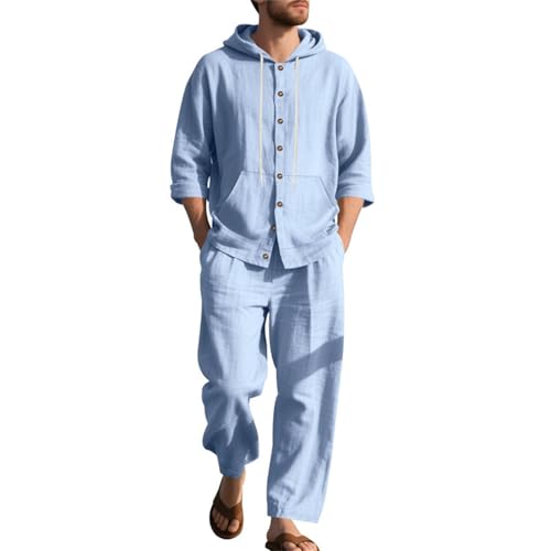 Ensemble en lin pour homme anti-transpiration vêtement d'été léger et fluide