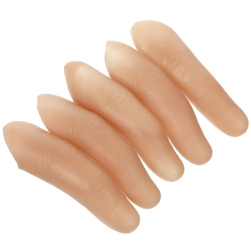 Amosfun 5Pcs Halloween Fake Finger Soft Thumb Tip Magic Trick Finger Stage Show Prop Prank Toy