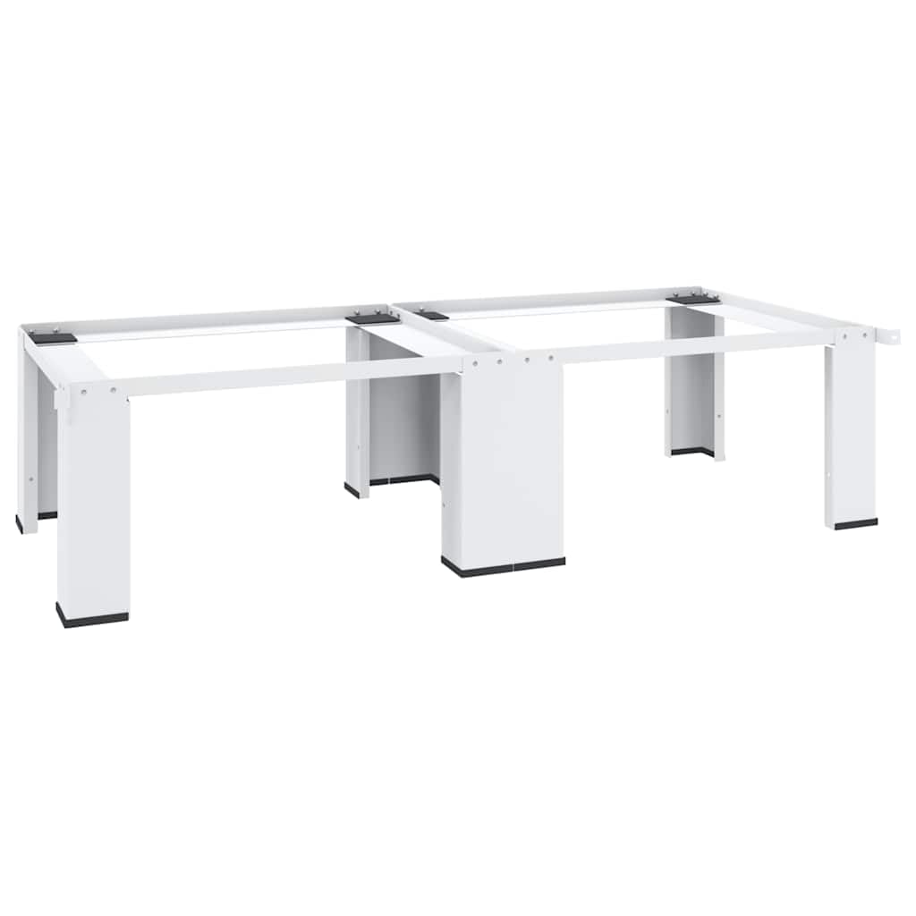 Doble base de acero blanco para lavadora y secadora 127 x 54,5 x 32,5 cm con almohadillas antideslizantes y pies de goma para electrodomésticos estándar Altura de trabajo y protección del