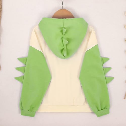 Boy's Fleece Sweatshirts Little Boys Girls Christmas Dinosaur Letter Hoodie Pullover Sweatshirt (Green, 6-7 Years)2