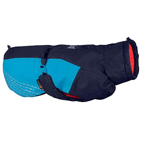 Non-stop dogwear Glacier Jacket 2.0, warme Hundejacke für Winter und kaltes Wetter mit Leinenöffnung und Beinschlaufen, Blau, Größe 50 für mittelgroße Hunde