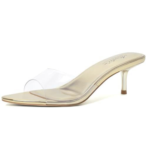Image of Mostrin Kitten Heels for Women Pointed Toe Vintage Mules Heels Sexy Slip on Stiletto Backless Sandals for Party Wedding Daily