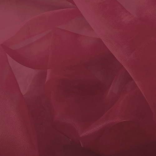 Valentina Textile Inc, Sparkle Crystal Sheer Organza Fabric Shiny for Fashion, Crafts, Decorations 60" Wide (10 Yard, Burgandy)