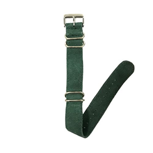 LAnGSHAW Correa de Cuero de Gamuza Corcha de Cuero de 20 mm Banda de Reloj de Cinco Bandas de vigilancia de muñequera de reemplazo de Hebilla (Band Color : Green, Band Width : 20mm) Cover