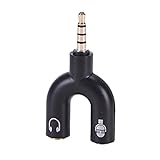 1st market プレミアム ステレオオーディオジャック イヤホンヘッドホン 3.5mm ブラック U型スプリッタアダプタ (黒) 便利