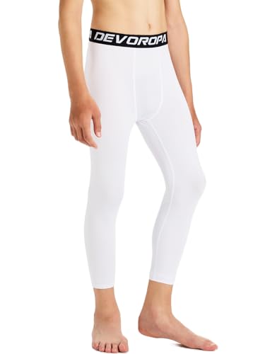 Image of DEVOROPA Boys Leggings Youth Compression Pants Sports Tights Basketball Football Baseball Soccer Baselayer Slim /Regular /Husky