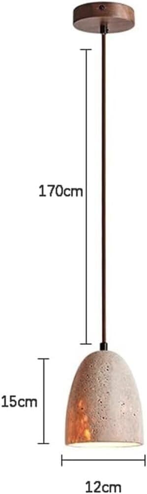 Miniatura 6 de Small Yellow Travertine Hanging Lamp Vintage Mid Century Living Room Pendant Lights Modern Simple Wood Dome Chandeliers for Farmhouse Restaurant