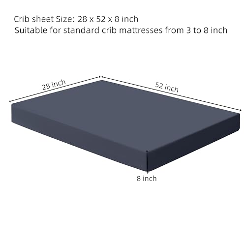 Image of HBHLFZ Crib Sheets for Boys, Girls, 28x52 Inch Fitted Crib Sheet - 8 Inch Deep Pocketed Fixed Sheet - Soft and Comfortable Microfibre - Fits Standard cot and Toddler mattresses, Dark Blue