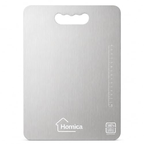 Image of Steel Chopping Board for Kitchen | Heavy-Duty Stainless Steel Kitchen Cutting Board | for Vegetables, Fruits, Meat & Fish | Anti-Skid, Food Safe & Rust Resistant Size 31 * 21 CM