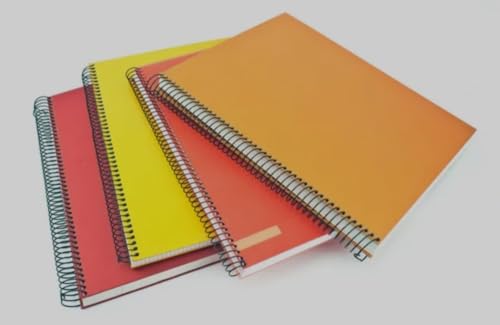 Image of Spiral notebook 200 Pages Spiral Notebook Set of 4, A4 Size, Unruled Plain White Pages, Sports Themed Covers, 200 Pages