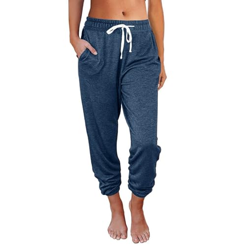 Pantalones cargo para mujer, cintura elástica, holgados, para entrevista, construcción, oficina, ropa profesional, natación, ajuste regular, azul marino, XL