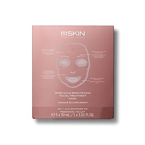 111Skin Rose Gold Brightening Facial Treatment Mask | Fragrance Free | The Ultimate Pre-Event Mask | For Hydration & Radiance | Set Of 5 (1.01 Oz Each) #TOP1