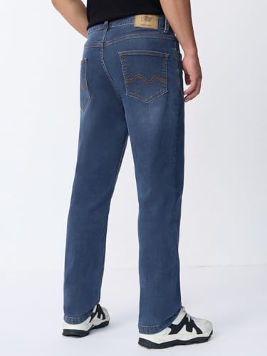 Image of The Souled Store Straight-Fit Denim: Men and Boys Cotton Blend Straight Fit Cargo Pockets Lightweight Everyday All-Season Denim Jeans