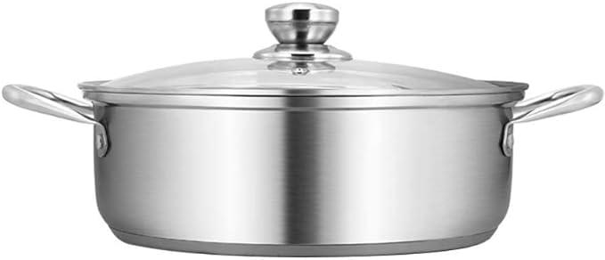 Professional Stainless Steel Sauté Pan with Glass Lid, Large Capacity, Non-Stick, Ideal for Cooking and Sautéing