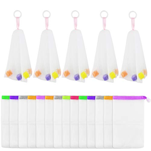 Wpxmer 20 Pack Mesh Soap Bags, Double Layer Bubble Foam Net, Soap Saver Bag, New Foaming Net for Face Washing