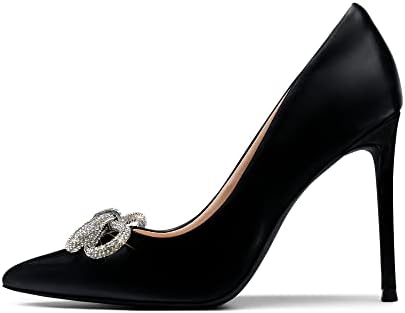 DREAM PAIRS Women's High Heels for Women Classic Pointed Closed Toe Pumps Sexy Sparkly Rhinestone Stiletto Heels Elegant Versatile Wedding Bridal Party Dress Shoes SDPU2207W Black Size 7 M US | Image 1