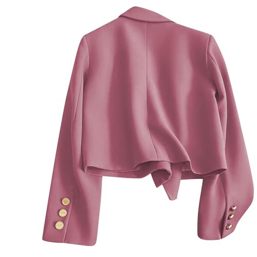 Womens Double Breasted Cropped Blazer Jackets Dressy Casual Peak Lapel Long Sleeve Work Office Blazers Crop Jacket4