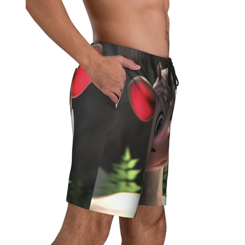 Cartoon Calf Men Beach Pants â€“ Swim Trunks for Men,Quick-Dry and Comfortable, Suitable for Beach, Surf, and Everyday Wear Black3