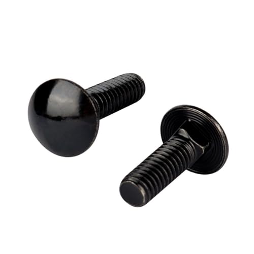 Image of 1 /2-13 x 2-1 /2 inch Carriage Bolts Screws Black Finish, Round Head Square Neck, 304 Stainless Steel 18-8, UNC Full Machine Coarse Thread, 5Pcs